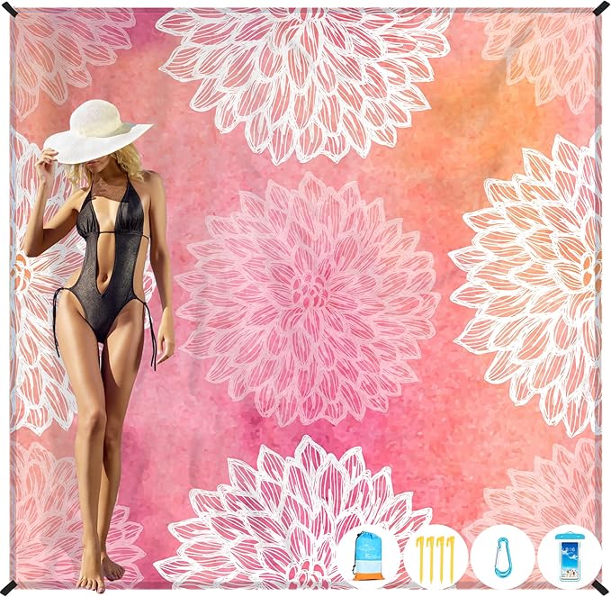 Famstar Beach Blanket Oversized Extra Large 78" X 81",Waterproof Sandproof Beach Blanket 1-7 Adults Lightweight Durable for Travel Camping Hiking Picnic