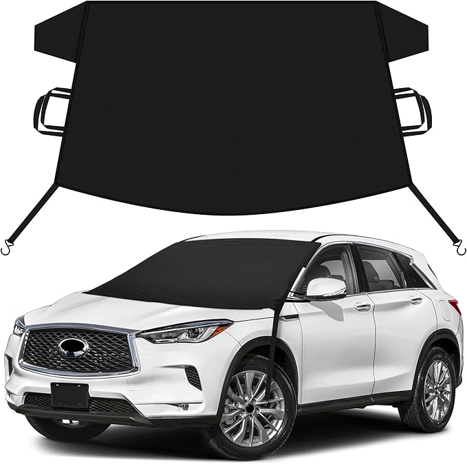 EcoNour Car Snow Cover Compatible for Infiniti QX50 QX55 | Windshield Cover for Ice and Snow with S-Hook Straps | Heavy-Duty 600D Oxford Winter Car Cover, Waterproof & Anti-Slip