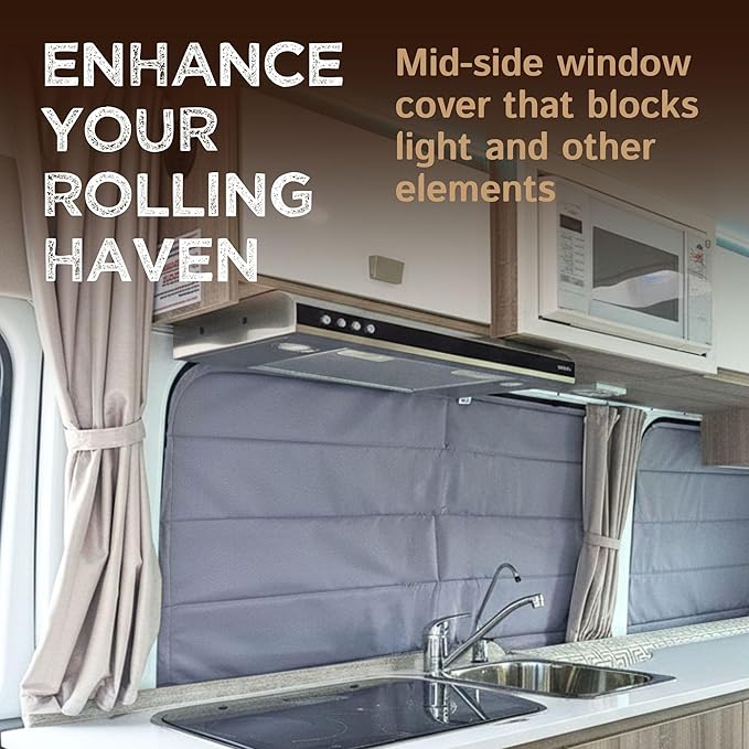 Living in a Bubble Insulated Blackout Mid Left Side Window Cover for Mercedes Sprinter Van Year 2007-2026 170" Length LWB & XLWB, NCV3 & VS30 (Bare Metal Frame)