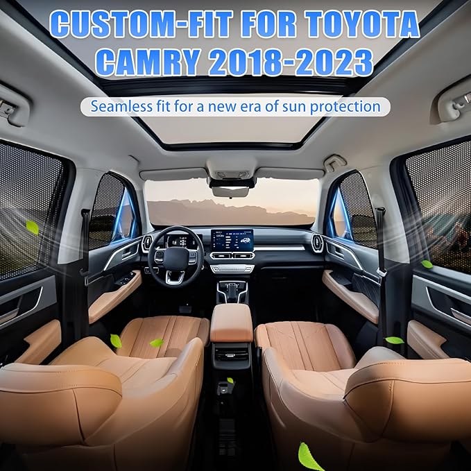 ZATOOTO Car Window Shades for Toyota Camry 2018-2023, Car Window Cover for Baby Sun Shade Blocker Breathable Mesh Reduce UV Rays and Heat Insulation, Privacy Protection for Camping Rest
