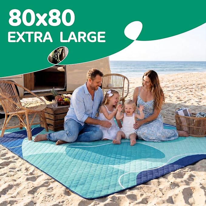 Waterproof Beach Blanket Picnic Outdoor Camping Mat Oversized Extra Large Foldable Sandproof Sand Free Resistant Big XL Giant Towel Hawaii Honeymoon Essentials Women Summer Must Have Vacation Gift