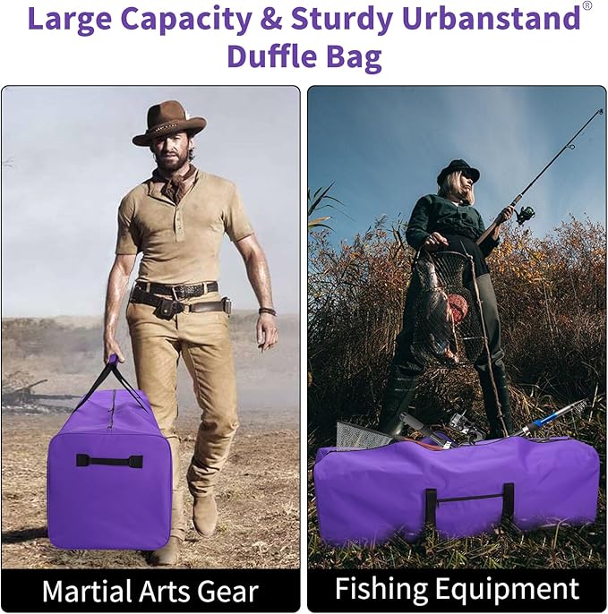 Urbanstand 52 Inch Large Duffle Bag for Travel Camping Sport Equipment Storage Bag with 2-way Lockable Zippers (Purple 2Pack)