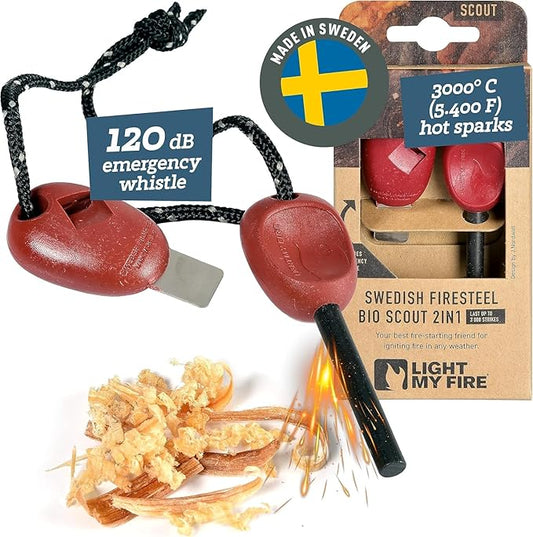 Light My Fire Flint Fire Starter Ferro Rod Survival Tool Scout — Fire Steel Bushcraft Gear — Flint and Steel Magnesium Fire Starter Kit — 2-in-1 Fire Starters for Campfires — 3,000 Strikes
