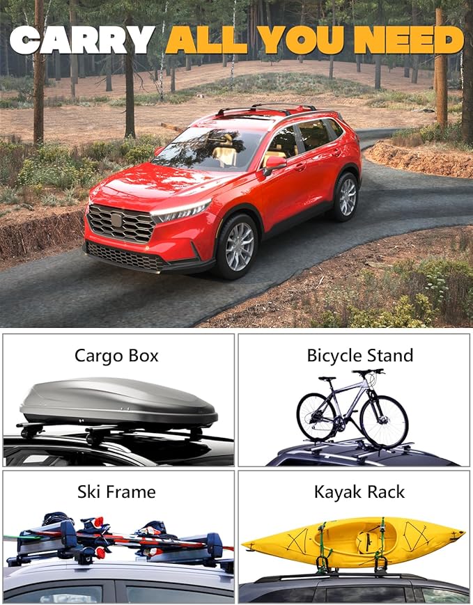 Tuyoung 300lbs All Aluminum Roof Rack Cross Bars Fit for 2023-2026 Honda CRV CR-V & CRV Sport Hybrid, Lockable Heavy Duty Crossbar Roof Rail Rooftop Skiboard Canoe Kayak Bike Cargo Luggage