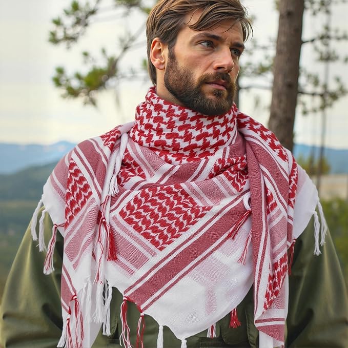 Aonal Military Shemagh Tactical Desert Scarf, 100% Cotton Keffiyeh Neck Head Scarf Wrap for Men Women