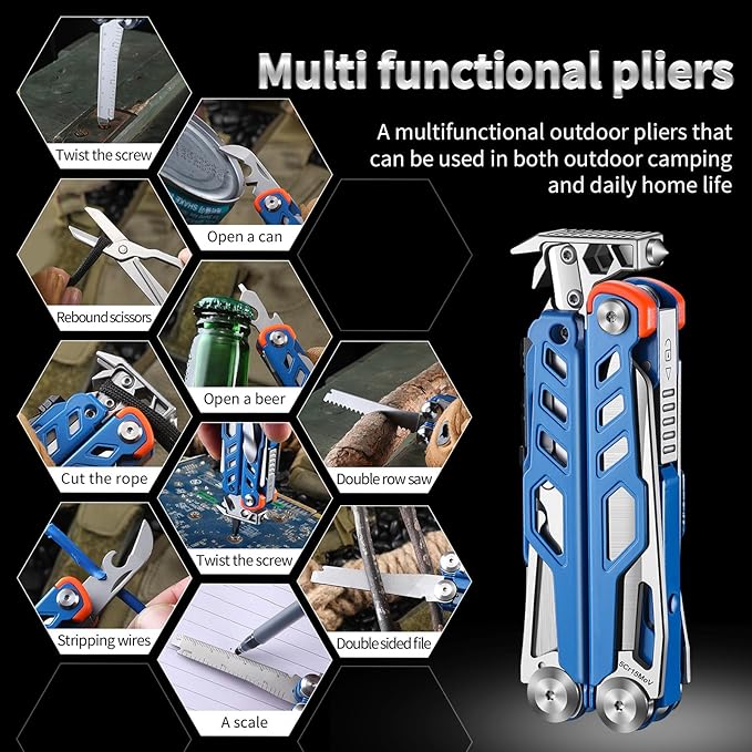 23-in-1 Multitool Pliers with Scissors, Wire Cutters, Window Breaker, Flint, Saw Screwdrivers Bottle Opener,High-carbon Steel Multi Tool with Carrying Pouch Ideal for Camping Survival and Gift