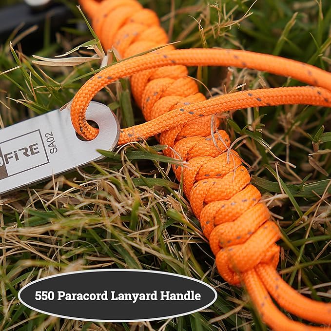 FS916 Super-Duty Fire Starter - 9/16 Inch Thick x 4 Inch Long Large Ferrocerium Rod with Magnesium, Carbon Steel Striker & 550 Paracord Lanyard for Camping, Survival, Emergency Kits