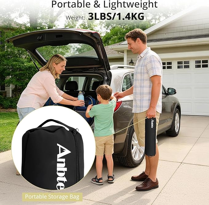 Anbte Ultralight Portable Camping Table, 3.2lb Folding Camping Table with Cup Holders & Storage Net, 20in Height for Camping Hiking Tailgating Beach Picnic Travel Patio, 23" x 16", Black
