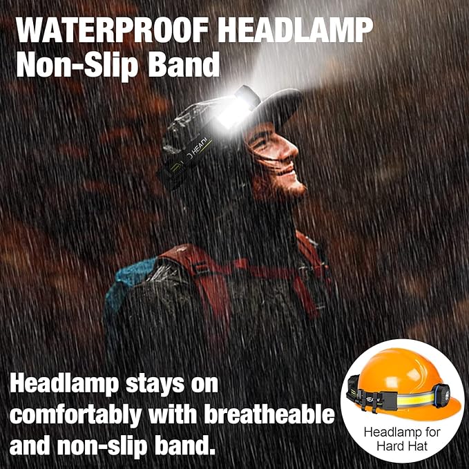 LED Headlamp, 1000lumens 230° Widebeam Headlight 4 Packs, USB Rechargeable HeadLamp with Red Taillight, Lightweight Waterproof Headband Light for Camping Running Hiking, Hard Hat Headlamp