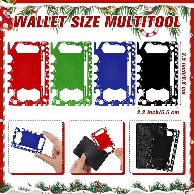 Cholemy 12 Pcs Credit Card Wallet Multitool 46 in 1 Metal Stainless Steel Survival Pocket Tool Multipurpose Bottle Opener Bulk for Men Christmas Stocking Stuffer Gift(Multicolor,Classic Style)