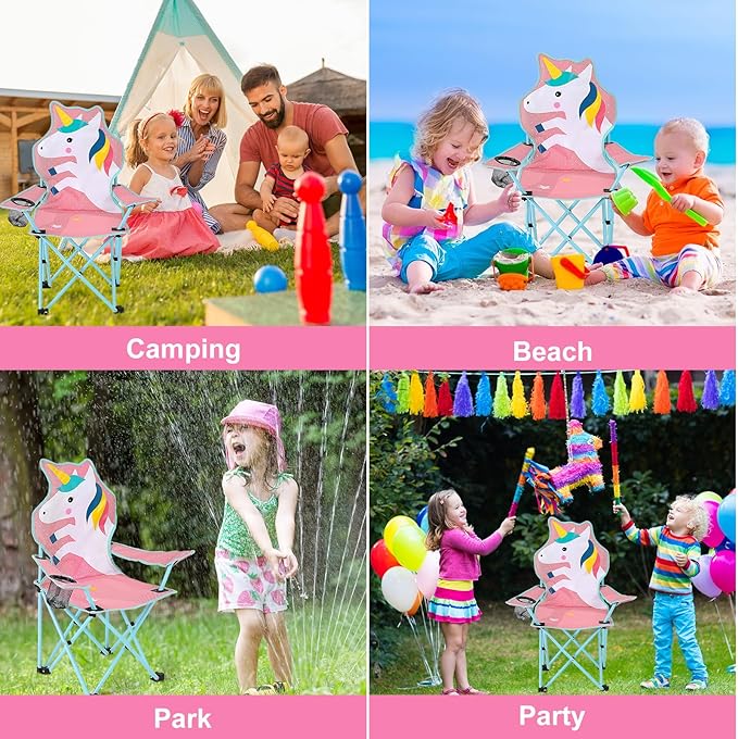KABOER Kids Outdoor Folding Lawn and Camping Chair with Cup Holder and Carrying Bag, Children's Camping Chairs