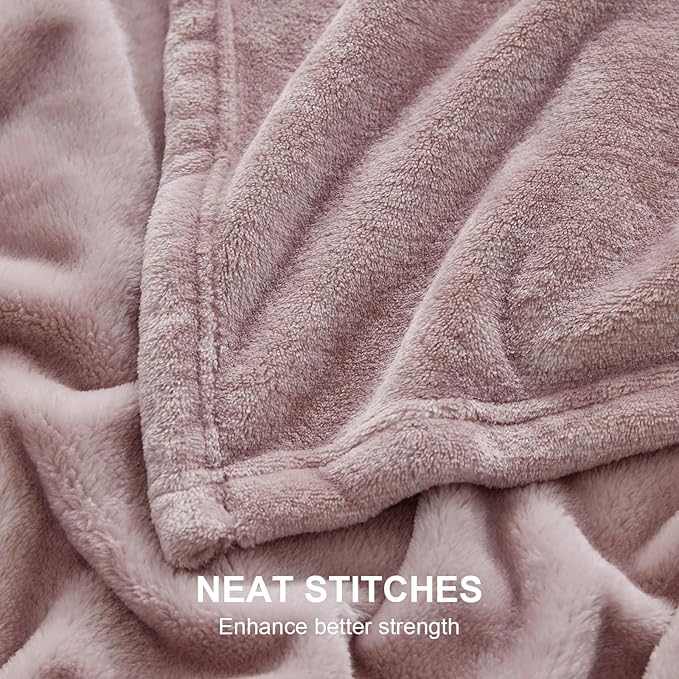 Hansleep Fleece Pink Queen Blanket, Super Soft Flannel Fuzzy Plush Cozy Blanket for All Seasons, Pink, Queen 90x90 Inches