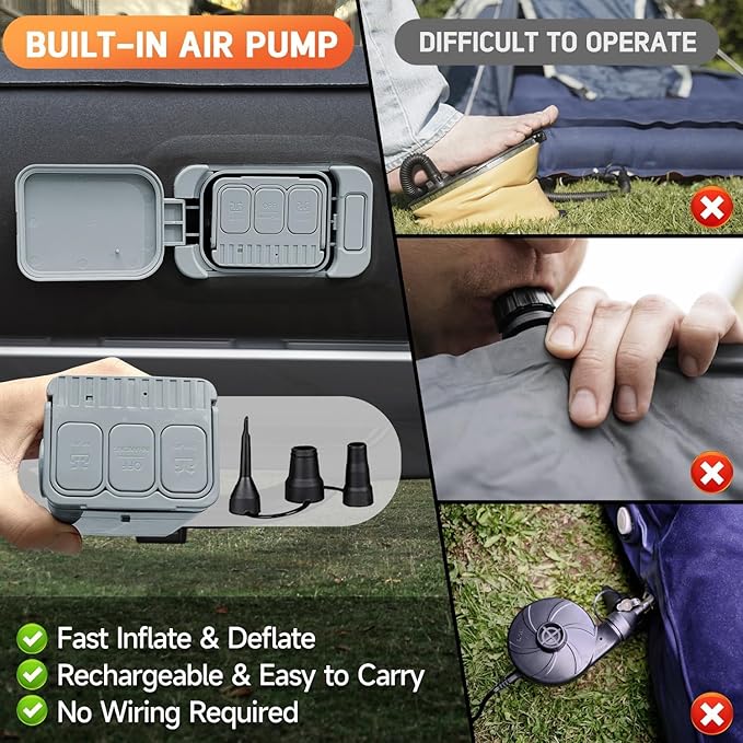 Umbrauto Truck Air Mattress for 5.5-5.8ft Full Size Short Bed, Self-Inflating Suede Surface Truck Camping Airbed for Pickup Tent Outdoor Travel Sleeping
