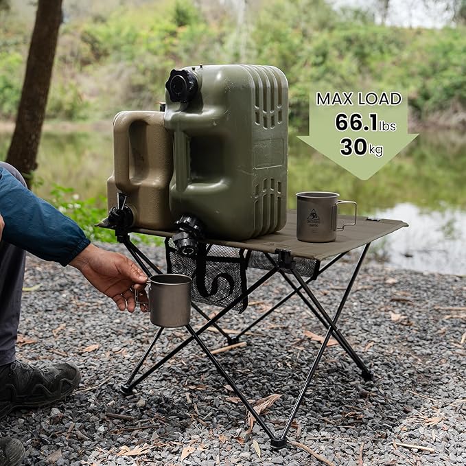 ONETIGRIS Foldable Camping Table, Lightweight Portable Table Sturdy & Quick Setup, Holds Up to 66 lbs, Perfect for Camping, Hiking, Backpacking, Picnic, Beach, Travel
