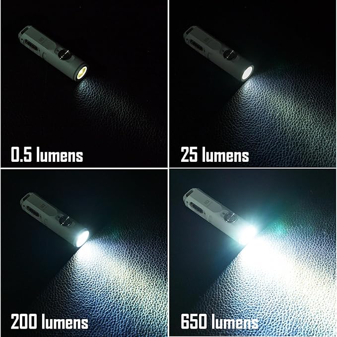 RovyVon A3 Gen 4 Mini Keychain Flashlight, Super Bright 650 Lumens, USB C Rechargeable EDC Flashlight Water-Resistant, Compact and Portable for Everyday Carry, Camping, Hiking, Emergency (Mao White)