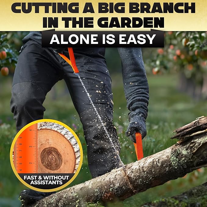 Rope Saw for Tree Limbs - Pocket Chainsaw for Survival with Bag | Stainless Steel 25" Folding Tree Saw with Bi-Directional Teeth, Essential for Camping Gear Survival Gear Compact Design for Easy Carry