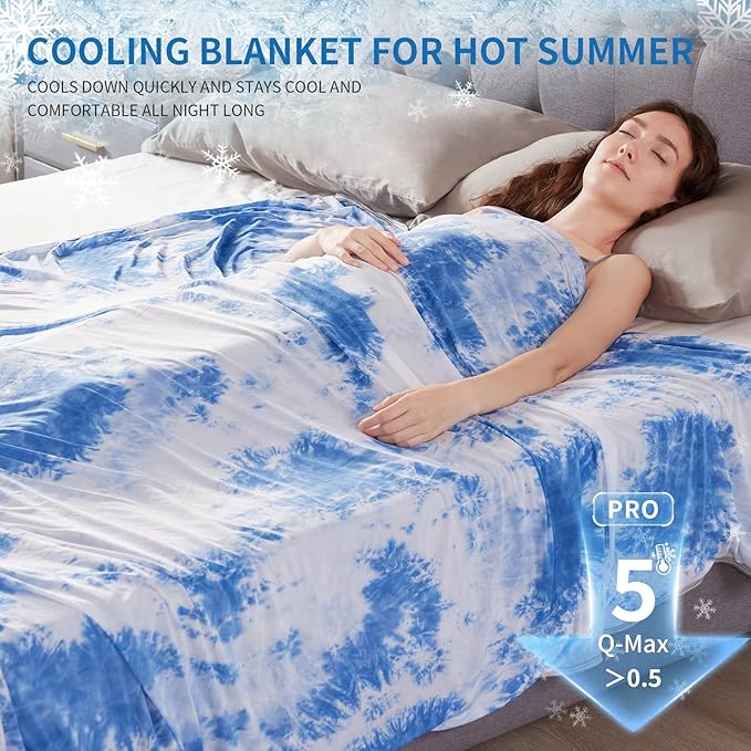 Guohaoi Cooling Blanket (90"x108"King Size) for HotSleepers,Decortive Tie Dye,Absorbs Heat to Keep Body Cool for Night Sweats,Arc-Chill Q-Max >0.5Cool Fiber,Keep Cool,All-Season.