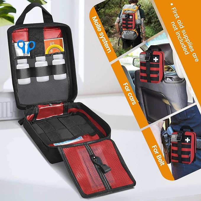 Medical Molle Pouch Tactical - 1000D Nylon First Aid Pouch, Big Capacity EMT Pouch Utility, Heavy Duty Military Grade Rip-Away Ifak Pouch for Home and Outdoor Activities（Bag Only