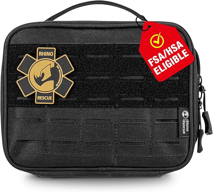 RHINO RESCUE Vehicle IFAK Trauma Kit with C-A-T Tourniquet, Tactical First Aid Kit Molle Pouch Black