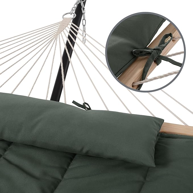 SUNCREAT Outdoor Double Hammock Pad, Soft Comfortable Polyester Pad, Olive Green