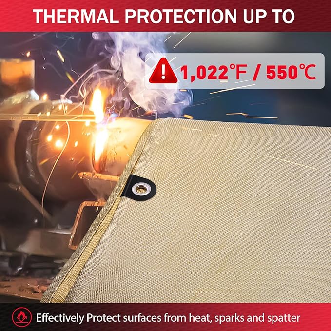 Fiberglass Welding Blanket 6x8 ft - 1022 °F High Temp Insulation Blanket, 850 GSM Heavy Duty Fire Resistant Blankets, Heat Resistant Fabric for Industrial, Smoker, Camping, Grill