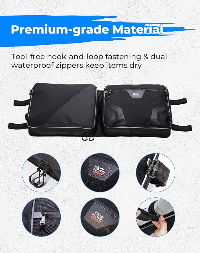 KEMIMOTO UTV Large Storage Roof Bag Compatible with Pioneer 1000 3P 6P/Polaris RZR XP 4 1000/Uforce 1000,1680D Oxford Fabric with Several Pockets Water-Resistant Overhead Storage Bags (2 Pack)