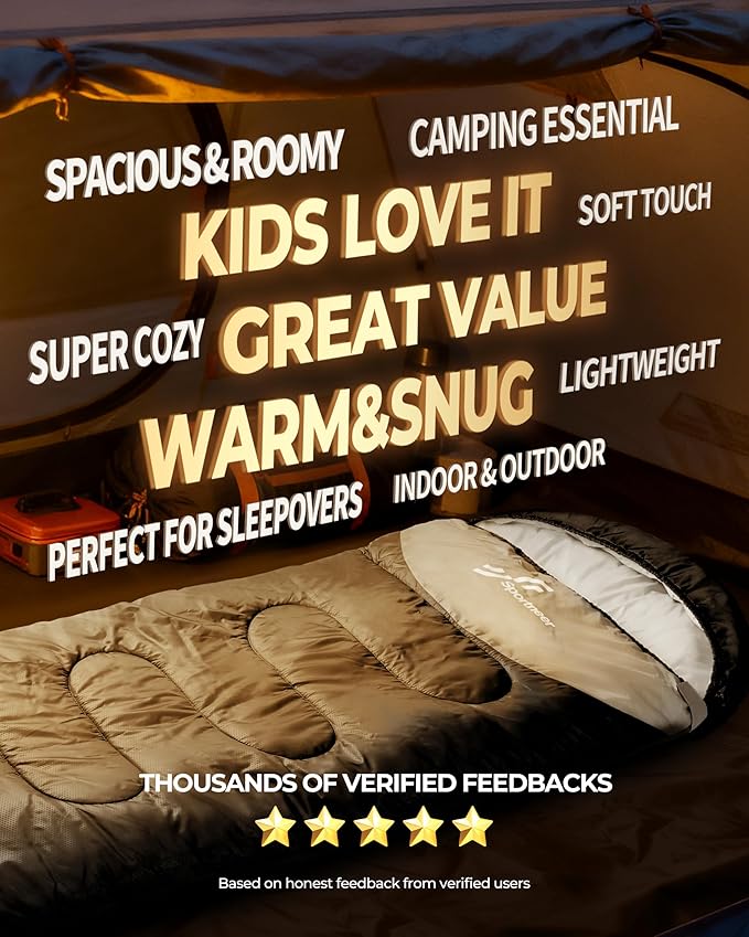 Sportneer Sleeping Bag for Adults & Kids, Cold Weather & Warm Waterproof Camping Sleeping Bag, Compact Portable for Camping Hiking & Travel