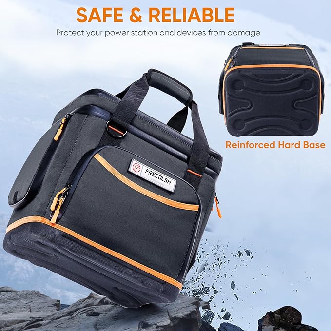 Double-Layer Travel Carrying Case for Jackery Explorer 500 – Portable Power Station Storage Bag with Molded Hard Bottom, Side Ventilation, and Front Pockets for Jackery Accessories & Solar Generator