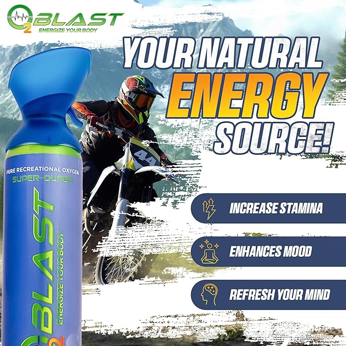 O2 Blast - Portable Oxygen Can, Filled with 99.99% Pure Oxygen in a Can with Breathing Mask for Sports, Travel, and High Altitude Use | On-the-Go Air Support for Hiking and Outdoors – 10L, 5-Pack