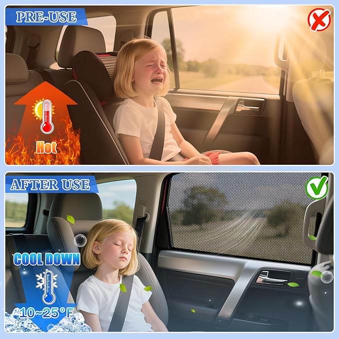 ZATOOTO Car Window Shades Forester 2019-2024 for Rear Window | Car Window Covers 2-Pack Baby & Pet | Blocks 99% UV & Heat | Breathable Mesh Privacy Screen | Bug-Free Design for Camping & Travel