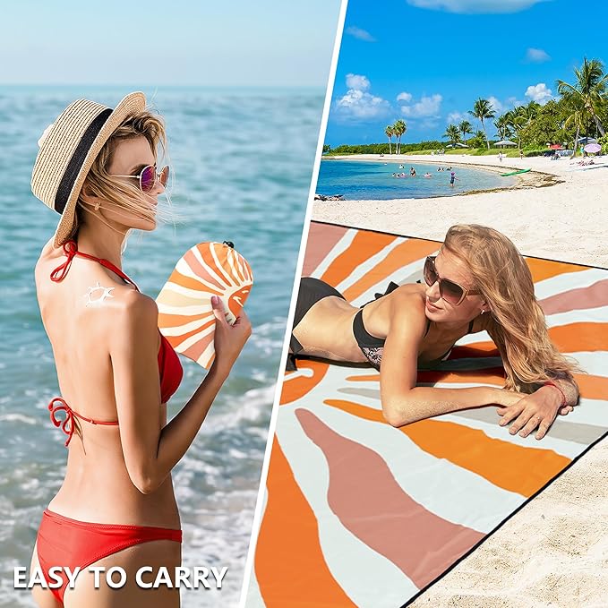 HIHOHO Beach Blanket Waterproof Sandproof Extra Large Beach Mat 79" X 83"/120"x108"for 1-8 Adults Quick Drying Durable Outdoor Picnic Mat for Beach Travel Camping Hiking