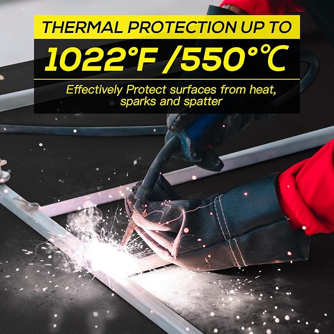 4x6ft Welding Blanket, Silicone Coated Fiberglass Fire Blanket, Welding Blanket Fireproof, Designed for in Home and Outdoor Use for Professional and Heavy-duty Welding, Cutting, and Other Uses