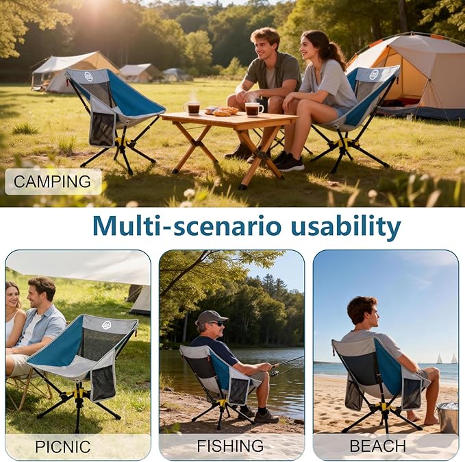 ADSMART Portable Camping Chair Lightweight Folding Chair for Camping - Outdoor Chair Supports 300 Lbs - Camp Chair Outdoor Adventures