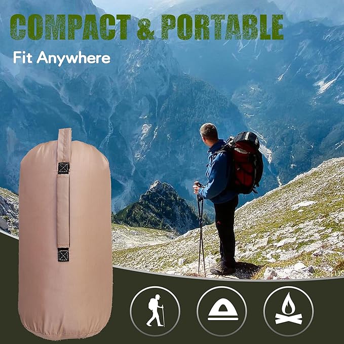 Lenotos Woobie Blanket, Thermal Insulated Military Poncho Liner, Water-Resistant, Portable, Insulation, for Hiking, Survival with Compression Carry Bag (Od - Coyote)