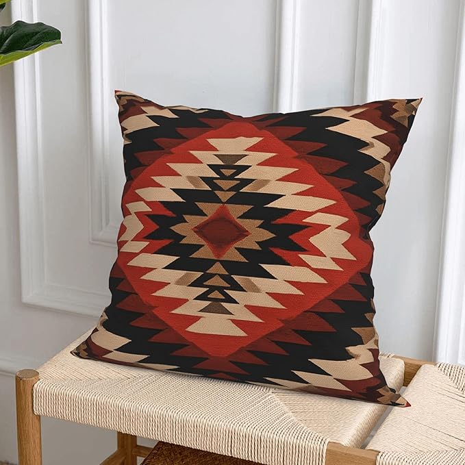 Aztec Throw Pillow Covers 18 X 18 Inch Set of 4 Decorative Cushion Cover Home Decor for Sofa Chair Couch Bedroom Living Room