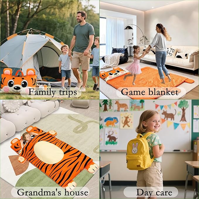 Wizland Sleeping Bag for Kid-Thick Cut Flannel School Mat for Boys and Girls Kindergarten Portable Nap Mats Super Soft, Warm, Cozy, 3.3 Lbs Thickened, 61.8"×28.3" Kid Gift for 3 4 5 6 7 8 9