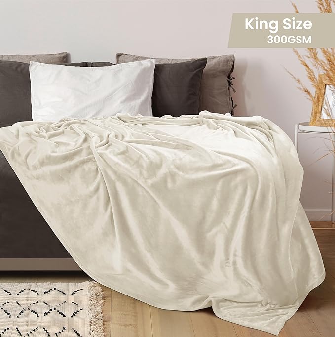 Utopia Bedding Fleece Blanket King Size Linen (90x102 Inches) Ultra Soft Warm Lightweight Microfiber Breathable Anti-Static Cozy Winter Bed Blanket, All-Season Home Decor Gift for Men & Women