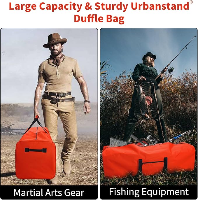Urbanstand 48 Inch Travel Duffle Bag Extra Large Sport Equipment Duffel Bags with 2-way Lockable Zippers (Orange 2Pack)