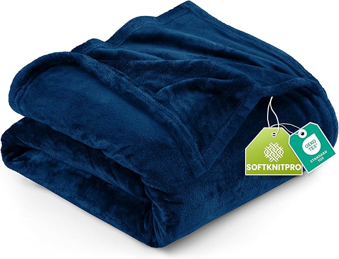 Utopia Bedding Fleece Blanket Twin XL Size Navy 300GSM Luxury Anti-Static Fuzzy Soft Microfiber Dorm Bed Blanket (90x76 Inch)