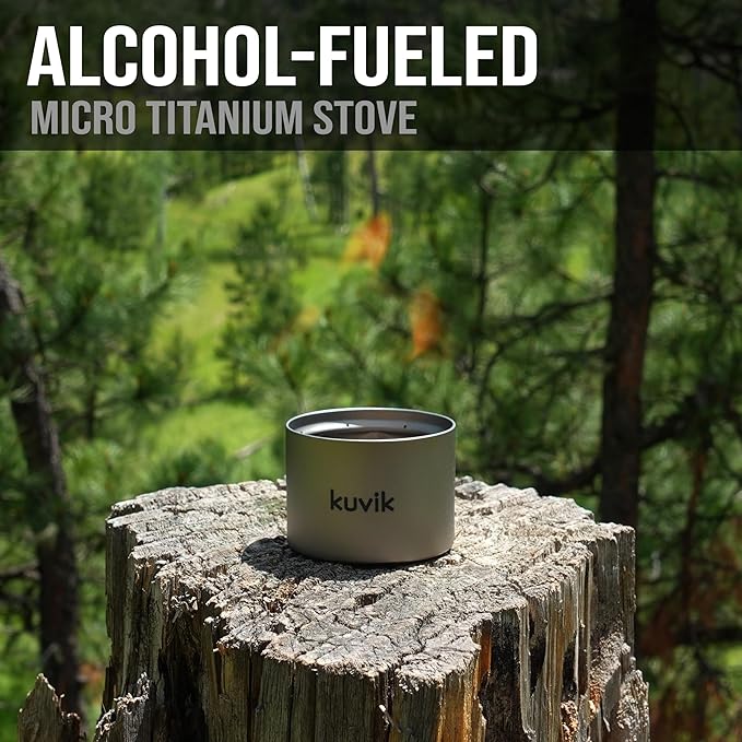 Kuvik Micro Titanium Siphon Alcohol Stove - Ultralight and Compact Stove for Backpacking, Camping, and Survival