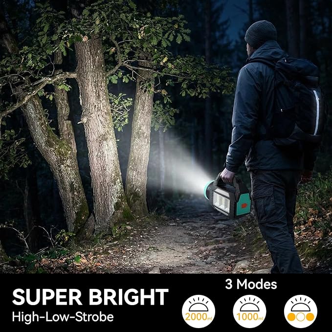 Solar Flashlight, Rechargeable Flashlights, 6 Lighting Modes LED Camping Lantern with Emergency Strobe Light, Type-C&Solar Charging, Emergency Power Supply for Outdoor, Home, Camping, Power Outages
