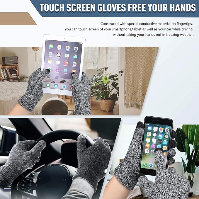 Winter Beanie Hat Scarf Touchscreen Gloves Set for Men and Women, Beanie Gloves Neck Warmer Set with Warm Knit Fleece Lined