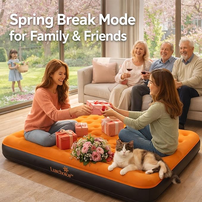 Luxchoice Air Mattress Twin with Built-in Rechargeable Pump 9'' Camping Inflatable Mattress Portable Blow up Mattress Air Bed Guest Bed for Home Outdoors Hiking Travel