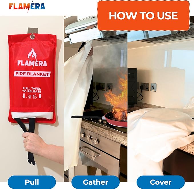 Emergency Fire Blanket for Home and Kitchen (2-Pack) Fireproof and Fire Suppression Blanket | 40"x40" Fiberglass Fire Blankets for Home Safety, Camping, and Office - Fire Retardant Blankets for Fires