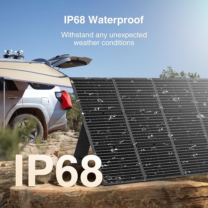 MARBERO 200W Portable Solar Panel for Power Station IP68 Waterproof 200 Watt Foldable Solar Charger >23% High Efficiency Compatible with Solar Generator for Camping RV Outdoor Cloudy