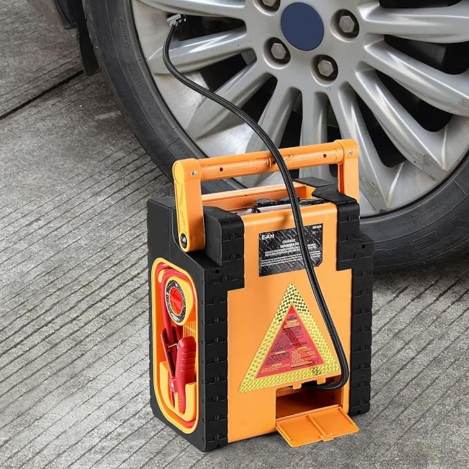 2000A Peak Jump Starter with Air Compressor, Portable Power Station with 400W Inverter, 12V Car Battery Booster for 8.5L Gas/Diesel Engines