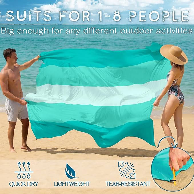 BYDOLL Beach Blanket 10'X9' Waterproof Sandproof Suits1-8 Adults Oversized Lightweight Large Blanket Picnic Mat for Beach Sand Free Travel Camping Hiking Picnic