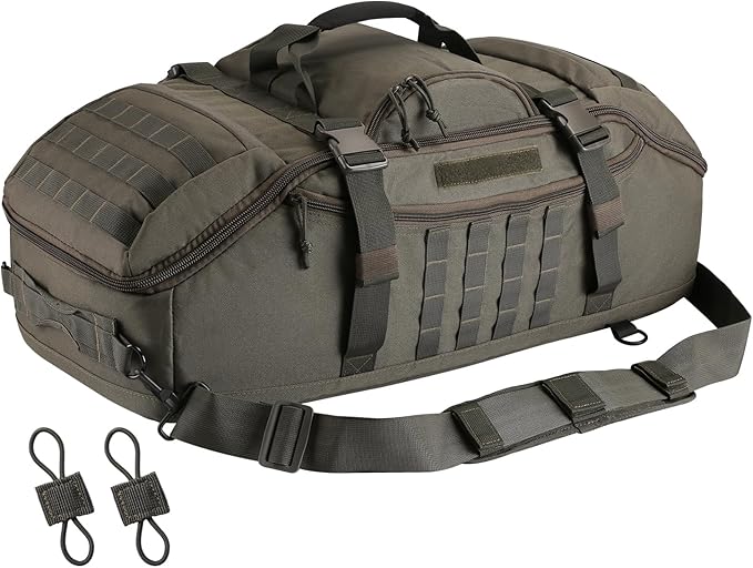 Hannibal Tactical 55L Large Duffle Bag, 3-in-1 Tactical Backpack MOLLE Pack for Sports, Gym, Outdoor, Olive Green