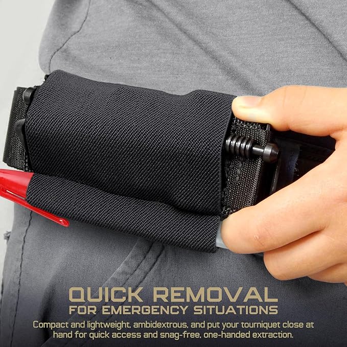 LIVANS Tourniquet Holder TQ Sleeve, Elastic Tourniquet Holder for Duty Belt Tactical Retention Band TQ Pouch Horizontal Battle Belt Accessories Survival Gear