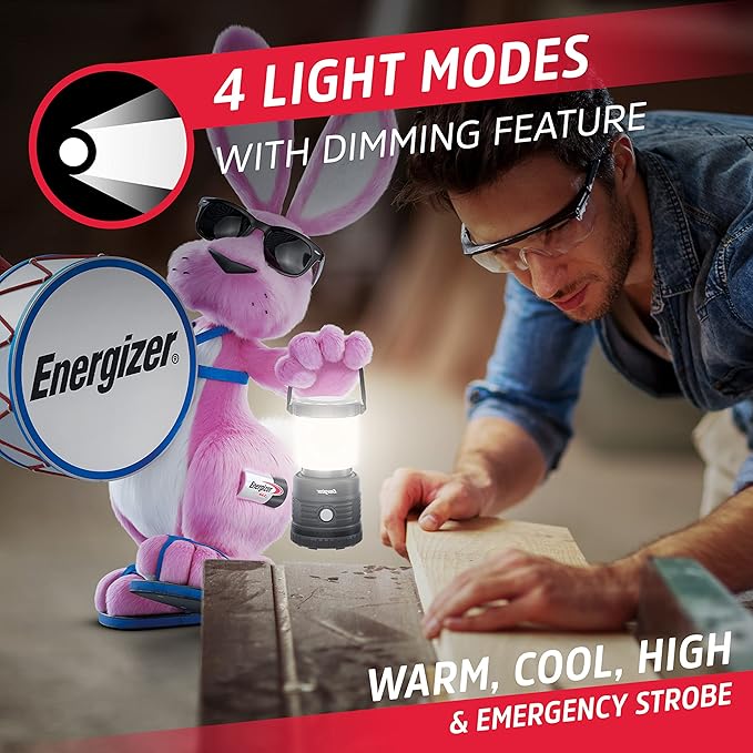 ENERGIZER LED Lantern X1500 (2-Pack), IPX4 Water Resistant Tent Lights, Super Bright Battery Powered Lanterns for Camping, Outdoors, Emergency